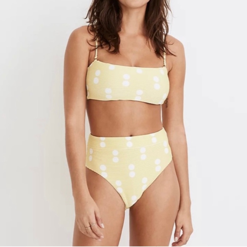 Madewell Ribbed Yellow Dot Bikini Size M
